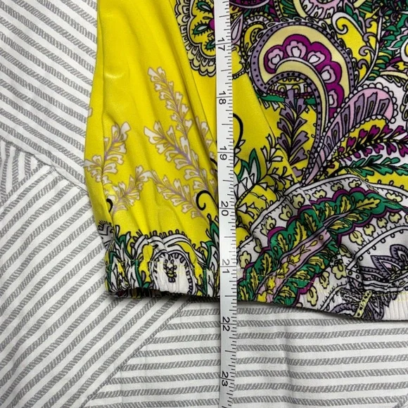 INC International ConcepWomen's Yellow Paisley Halter Tank Top Elastic Waistband - Picture 7 of 9